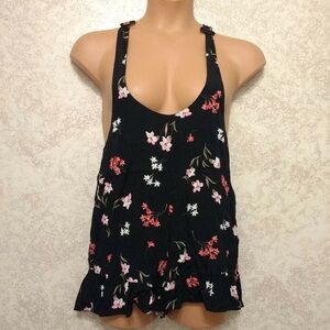 Express Black and Pink Floral Romper